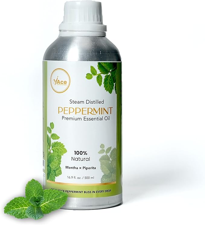 MyAce Peppermint Essential Oil – 100% Pure & Natural, Steam-Distilled Oil for Diffuser, Aromatherapy, Skin Care, Hair, DIY Projects & Home Fragrance - 16 fl oz MyAce
