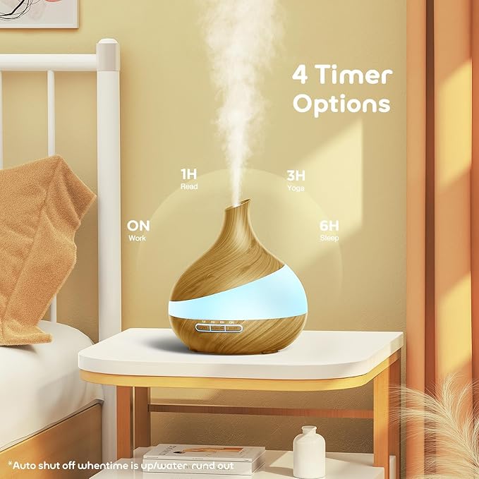 500ML Essential Oil Diffuser: Aroma Diffuser with Remote Control for Hotel Spa Yoga Room - Humidifiers for Bedroom with 14 Colors LED Night Light for Kids/Women Home Relaxation