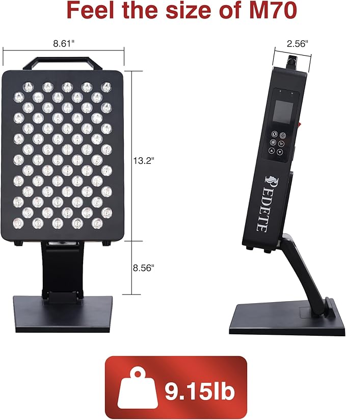 Red Light Therapy for Face and Body, 630nm 660nm 810nm and 850nm Near Infrared Light Therapy Panel, 70 Dual Chip LEDs, High Power LED Light Therapy Device for Skin Care, Sleep, Pain Relief. M70
