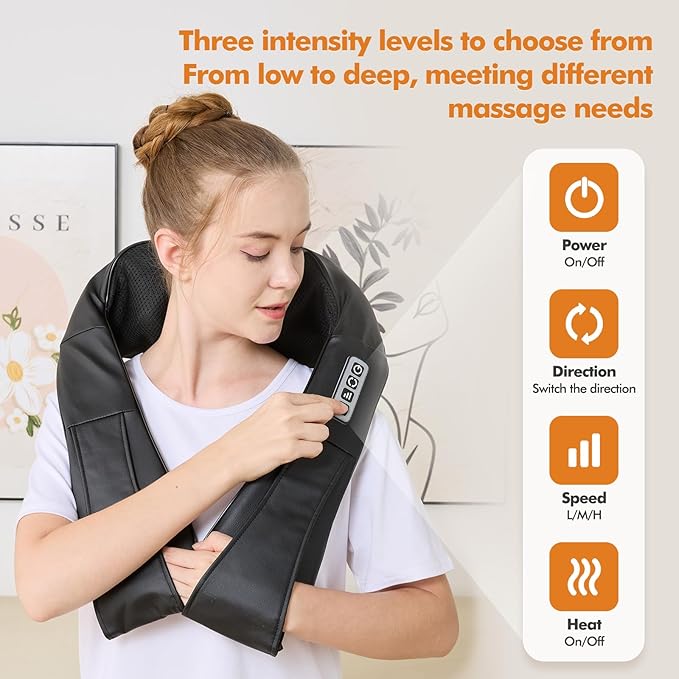 Neck and Shoulder Massager for Shoulder Massage and Neck Massage, Shiatsu Neck Massager with Heat, Shiatsu Back Massager for Office & Home Use, Birthday Gifts for Him Her (Parents/Friends) - Bloomnest