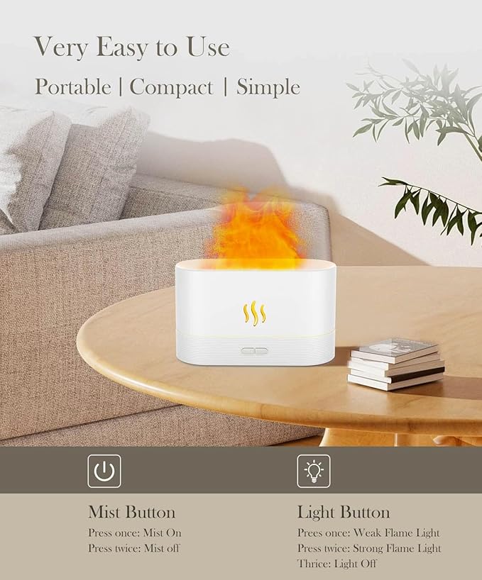 Flame Air Diffuser Humidifier,Upgraded Scent Diffuser for Essential Oils,Ultrasonic Aromatherapy,Fire Mist Humidi with 2 Brightness,Auto-Off Function for Room Home Office(Black) - Bloomnest