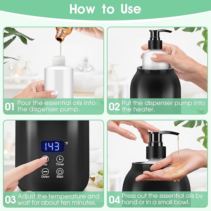 Gugxiom Massage Oil Warmer, LED Display Single Bottle Pro Massage Heater, Temperature Control Oil Heater for Massage with 2 Oil Bottle Dispenser, for Lotion Cream (US Plug) - Bloomnest