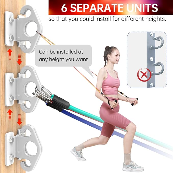 Resistance Band Wall Anchors, Wall Mounted Modular Hooking Platform, Workout Wall Mount Anchor, Training Anchor Mounted Hook Exercise Station for Home Gym Workouts,Yoga,Fitness,Strength Training - Bloomnest
