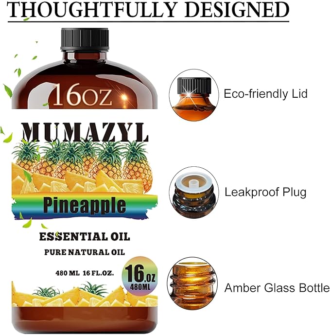Pineapple Essential Oil, Pineapple Oil 16 Fl Oz 480ML for Diffuser Humidifier Yoga Cleaning DIY Candle Soap Making Essential Oils - Bloomnest