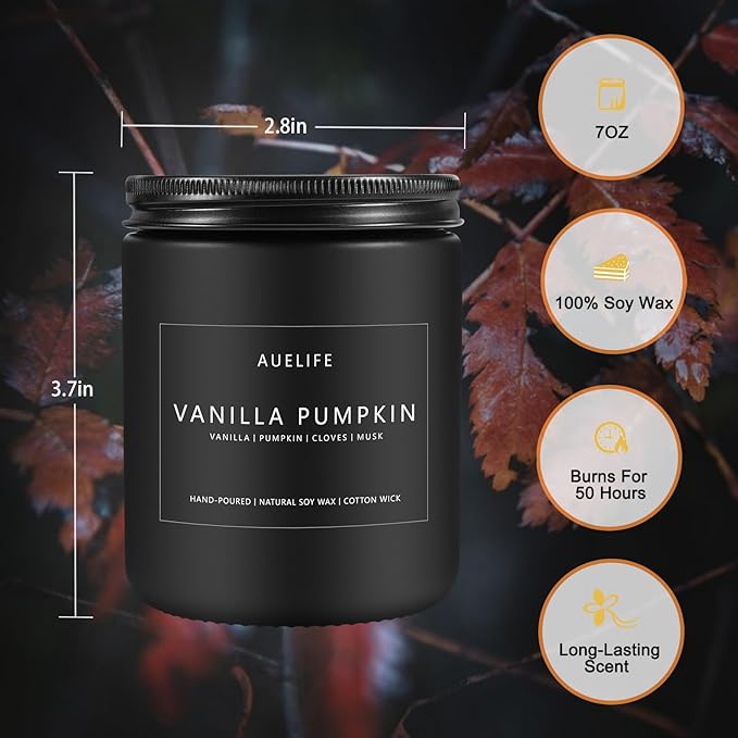 Fall Candle | Vanilla Pumpkin Candle - Scented Candles for Autumn, Fall Aromatherapy Gifts - 7 OZ - Bloomnest