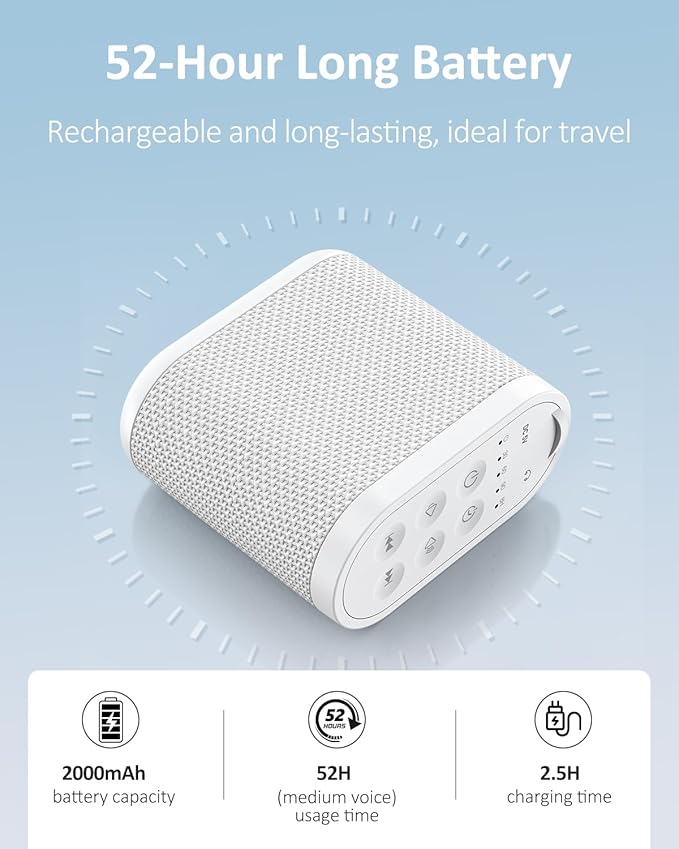 Portable Travel Sound Machine for Adults, Baby Sleeping - White Noise Machine：Rechargeable Battery, Headphone Jack, 21 Sounds, Sleep Timer - Noise Machine for Office Privacy & Noise Canceling, Home