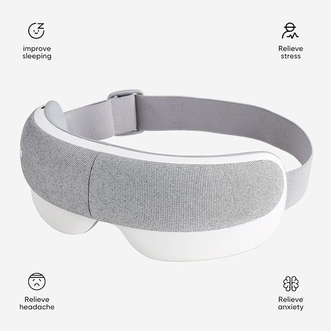 Eye Massager & Bluetooth Heat Sleep mask,Parents Gift Sets |with Storage Bag & Greeting Card | Migraine Relief,Relaxation,Bedtime Stress Relief | White Noise,3D airbag kneading| Smart Head Massager - Bloomnest
