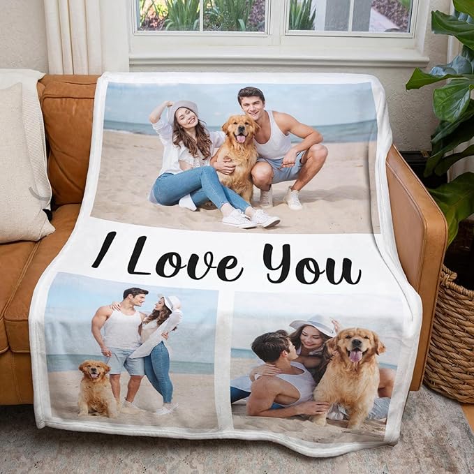 Personalized Photo Blankets, Customized Blankets with Pictures, Fleece Throw Blanket, 30x40 inches, Lightweight, Durable, Machine Wash, Unisex, Christmas Theme - Bloomnest