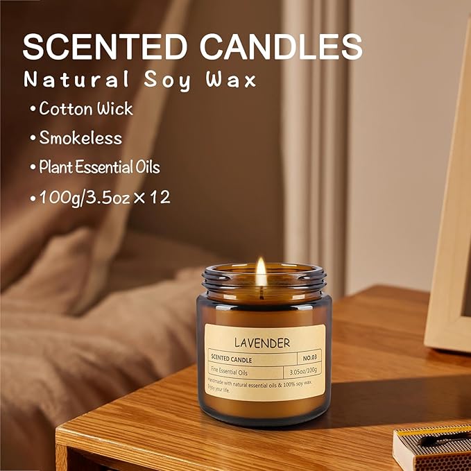 12 Pcs Scented Candles with Added Natural Essential Oils, 3.05oz, Suitable for Various Festivals, Parties, Yoga, and Home Scene. - Bloomnest