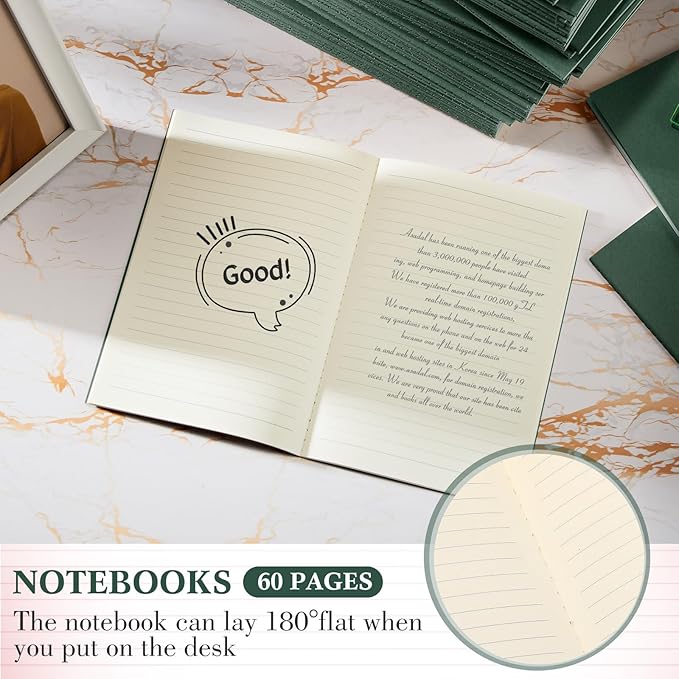 Mimorou 100 Pcs Journals Notebooks Bulk - Kraft Softcover A5 Small Notebooks 5.5 Inch x 8.3 Inch Notepads with 60 Page 30 Sheet for Writing Sketch Travel Office Supplies(Green,Lined) - Bloomnest