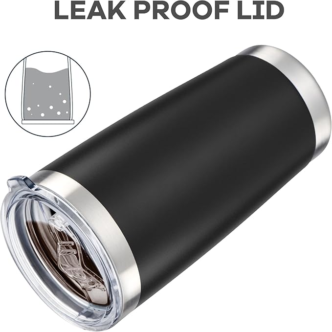 20 oz Tumbler with Lid Stainless Steel Double Wall Vacuum Insulated Tumblers Powder Coated Cups Travel Mug Keep Drinks Cold and Hot, Black