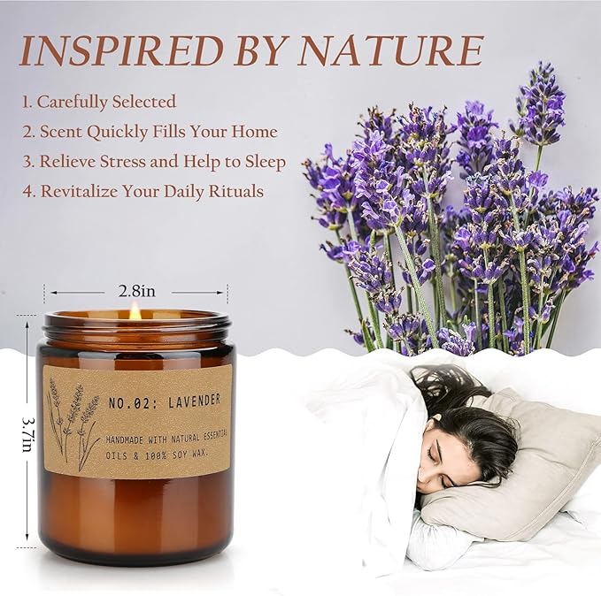 Soy Wax Candle Gift Set, 4 Pack Scented Candles for Home – Sandalwood & Fresh Rose, Lavender, Amber & Moss–Long Lasting Aromatherapy Candles for Stress Relief & Holiday Gifts for Family, Friends - Bloomnest