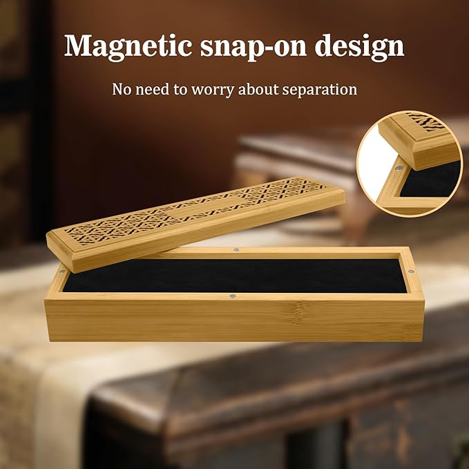 Wooden Incense Holder Burner with Storage - Incense Stick Holder & Ash Catcher for Meditation, Yoga, Bedroom, Study, Office - Exquisite Incense Burner for Home Decor - Bloomnest