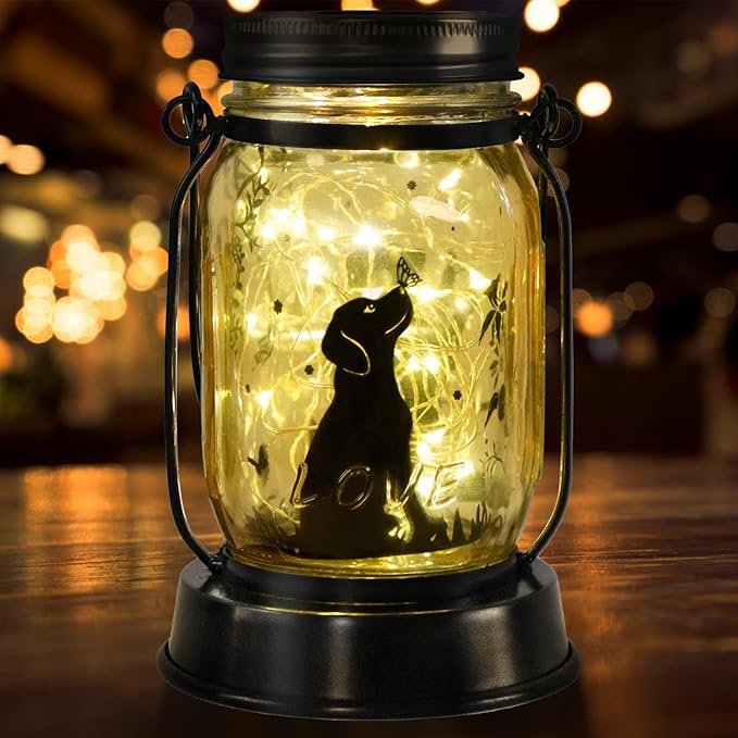 kyoryuger Dog Solar Lanterns Dog Lover Gifts for Women Men Dog Lovers Gifts Hanging Dog Lanterns with Stake for Yard Lawn Garden Decor Waterproof Dog Lights Torches - Bloomnest