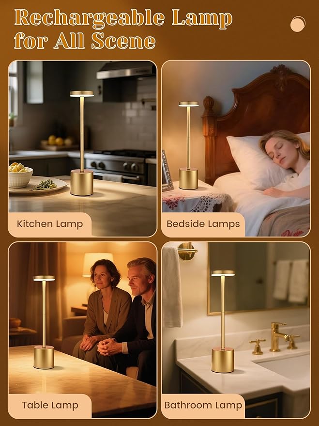 Rechargeable Lamps Cordless Lamps Set of 2,6000mAh Battery Lights,Dimmable+3 Colors Rechargeable Table Lamp,Portable Wireless Small Table Lamp for Bedroom/Kitchen/Bathroom/Dining/Bar/Outdoor [Adapter] - Bloomnest