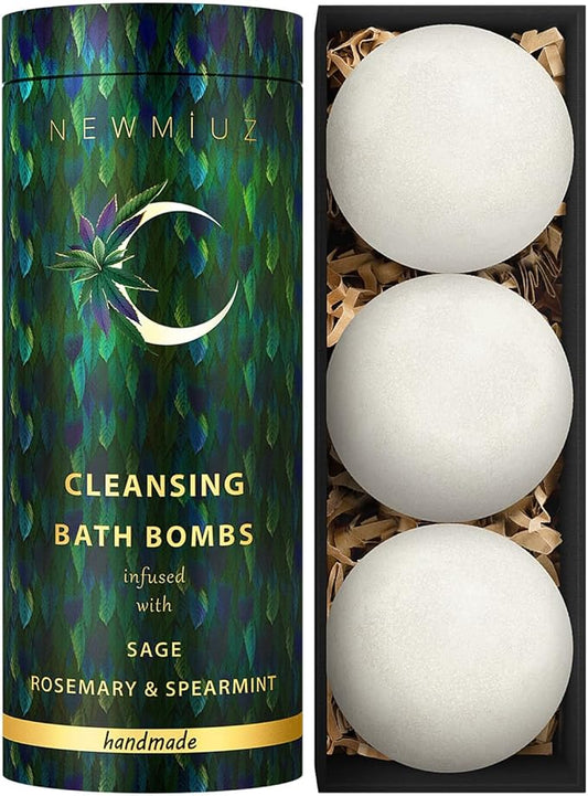 Sage Bath Bombs Spiritual Bath Energy Clearing Protection Shielding Smokeless Smudging Sage Rosemary and Spearmint Relaxation Stress Relief Spa Gift - Bloomnest
