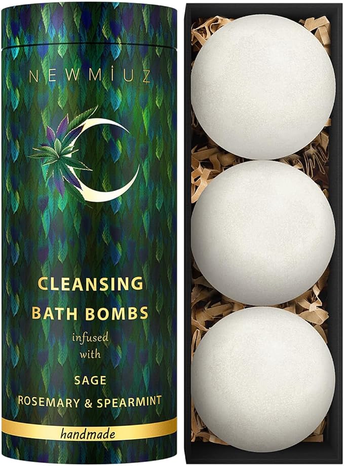 Sage Bath Bombs Spiritual Bath Energy Clearing Protection Shielding Smokeless Smudging Sage Rosemary and Spearmint Relaxation Stress Relief Spa Gift - Bloomnest