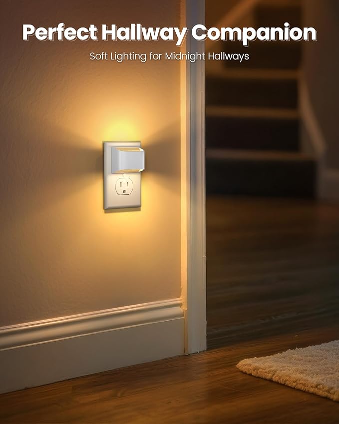NIORSUN Plug in Night Light, Auto Brightness Sensor Night Light, 3000K Warm White, Ultra-Slim Wall Light for Hallway Bathroom Bedroom Stairs, White, 6 Pack - Bloomnest