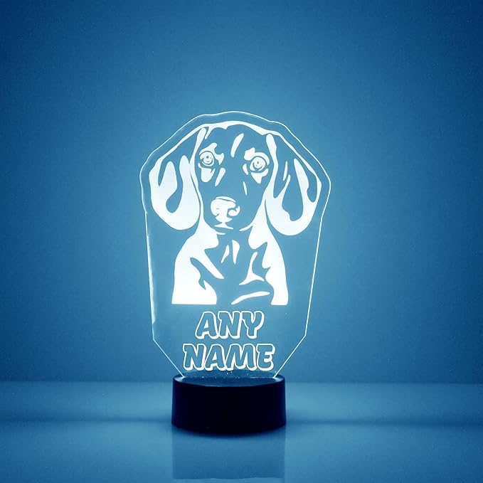 Custom Dog LED Sign Night Light Lamp with Remote, Light Up Display with Personalized Name or Image, Customized, Made in The USA, Clear Acrylic Home Decor Design with 16 Colors, 4 Modes (Daschound) - Bloomnest