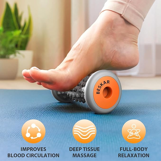 BESKAR Foot Massager Roller for Plantar Fasciitis Relief, Portable Feet Roller to Deep Tissue Muscle Massage, Foot Arch and Heel Pain, Reflexology Tool - Bloomnest
