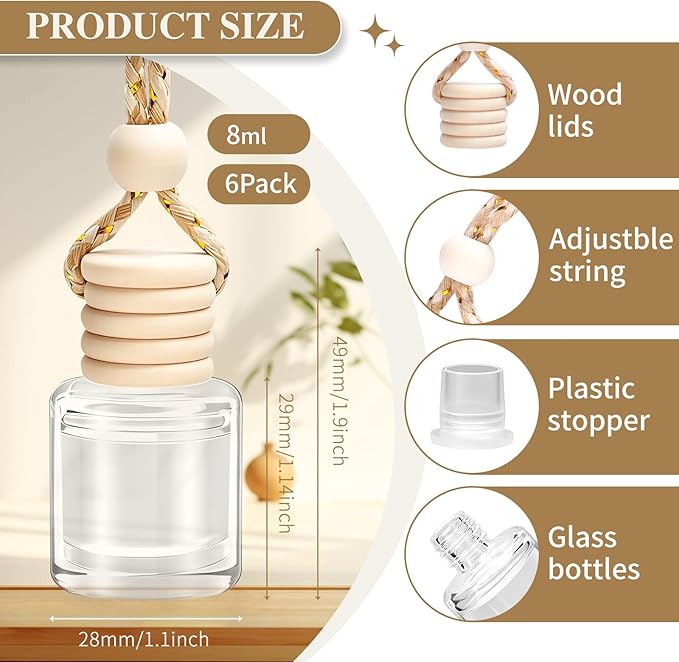 Car Air Freshener 6 Pack, Vanilla Cream,Mahogany & Lavender 3 Natural Scent, Long Lasting Essential Oil Fragrance Diffuser, Hanging Air Freshener Cute Car Accessories Interior for women - Bloomnest