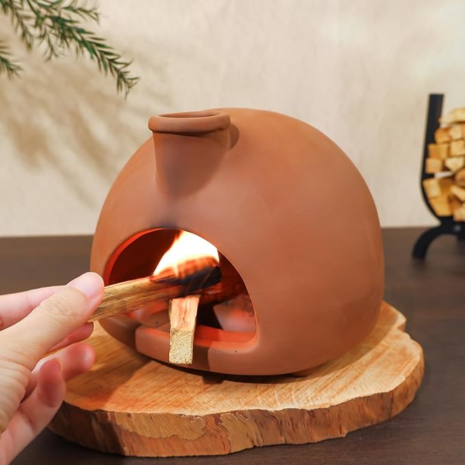 Large Handmade Terracotta Palo Santo Holder - Chiminea Incense Dish with Chimney, Cone Burner for Sage, Ideal for Meditation, Zen, Yoga, Spa | Aromatherapy, Mindfulness, Altar Decor Gift MOUGIGI