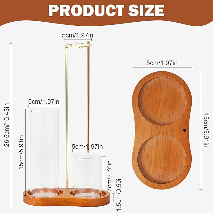 2-in-1 Incense Holder with Glass Ash Catcher, Anti-Ash Flying Incense Burner & Stick Organizer with Dark Wood Base for Meditation Yoga Spa Home Decor - Bloomnest
