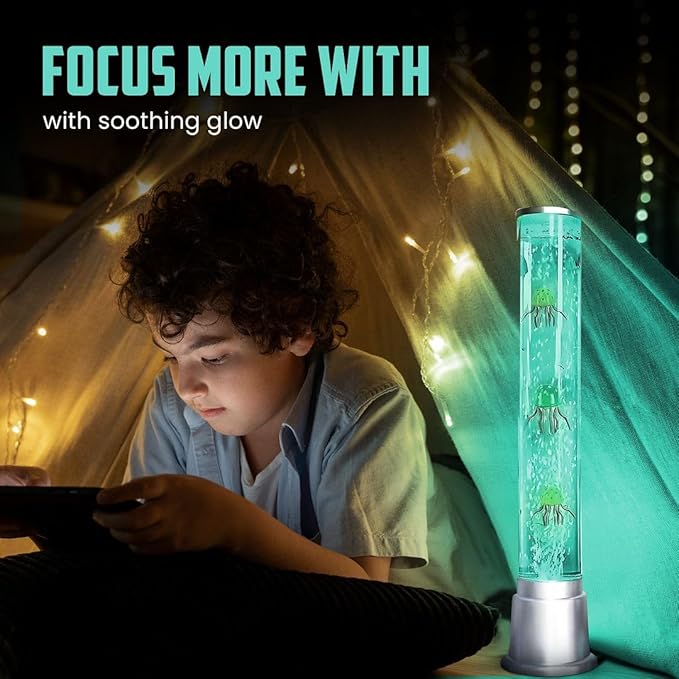 Shop LC Jellyfish Lamp Bubble Lights with 6 LED Color Automatic Changing Night Light Moving Jelly Fish Aquarium - Sensory Tube Tower Table Desk Lava Lamp for Bedroom Home Decor Christmas Gifts 1.9FT - Bloomnest