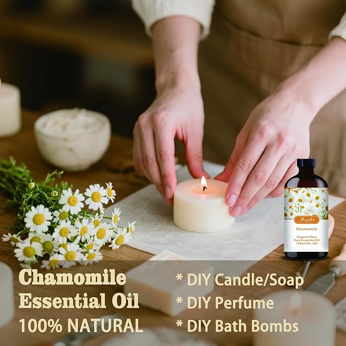 Chamomile Essential Oil-Chamomile Fragrance Oil 4.33oz (130ml)-100% Pure Natural Scent for Diffusers, Candles, Soap Making & Aromatherapy-Relaxing Home & Gift Essential Oil for Bath, Massage - Bloomnest