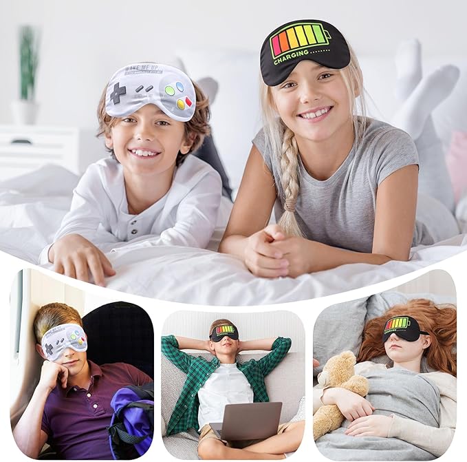 2 Pcs Sleep Eye Mask, Guys Blackout Sleeping Mask for Kids Adult Children's Travel Eye Mask Eye Cover Blindfold for Game - Bloomnest