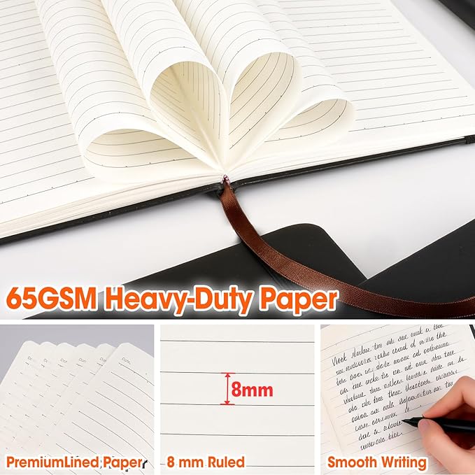 12 Pack Lined Journal Notebook for Work, 200 Pages, Medium 5.5 in x 8.3 in, A5 College Ruled, Hardcover Journaling Notebooks for Writing, Note Taking, Fit for Business Work School Home (Black) - Bloomnest