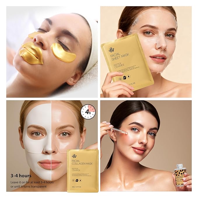33 Pcs Valentines Day Gifts for Women, Honey & Almond Skin Care Kit, Spa Bath & Body Gift Set, Face Sheet Mask, Lip Gloss, Cosmetic Bag, Necklace, Christmas, Anniversary, Birthday - Bloomnest