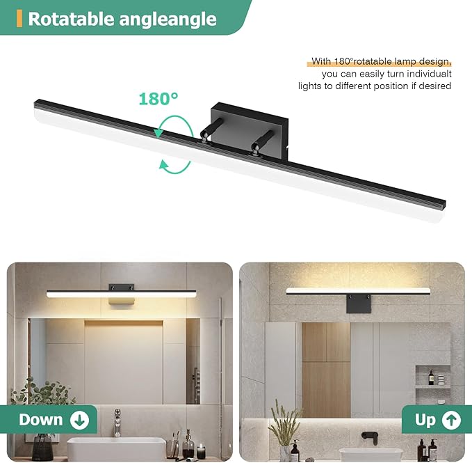 Black Vanity Light 31.5" Long 24W LED Bathroom Light Bar with 5CCT Adjustable Modern Bathroom Vanity Light Fixture for Mirror, Powder Room, Bedroom, Apartment, Hotel - Bloomnest