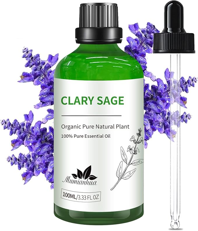 Clary Sage Essential Oil Pure, Mumianhua Natural Clary Sage Oil for Diffuser, Hair,Skin, Candle,Soap Making,Aromatherapy 3.38 Fl Oz - Bloomnest