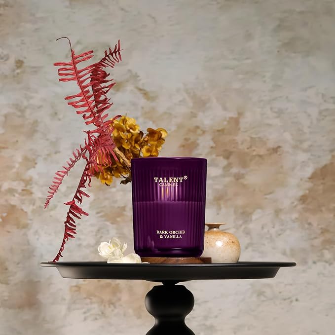 Jar Candles for Home Scented, Aromatherapy Candles Gifts for Women & Men, Natural Soy Candle, 8.4oz Traditional Style, Dark Orchid & Vanilla - Bloomnest