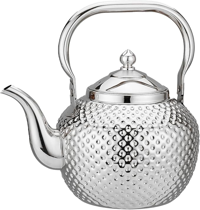 SANQIAHOME 1500ml teapot with Infuser stainless steel Water Boilers lifting handle Tea Maker Water Kettle for Induction/Gas silver