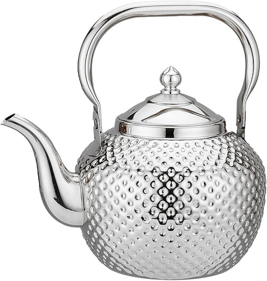 SANQIAHOME 2000ml teapot with Infuser stainless steel Water Boilers lifting handle Tea Maker Water Kettle for Induction/Gas silver