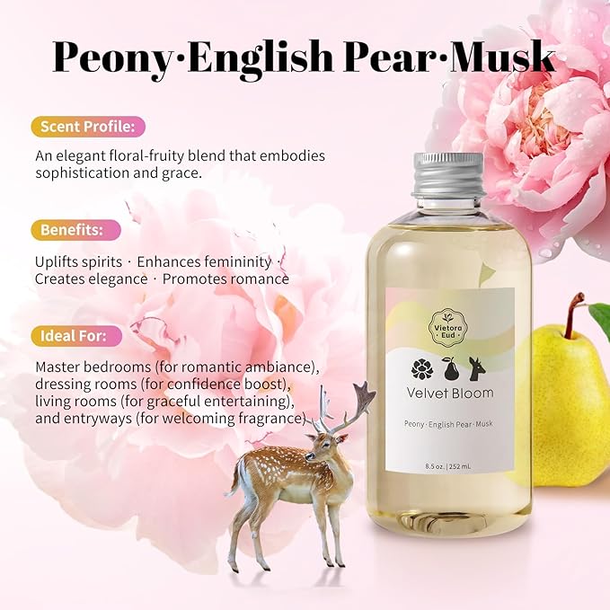 Luxury Hotel Fragrance Essential Oil 8.5oz & Floral Reed Diffuser Refill | Home & Car Aroma Air Freshener Scent | for Diffusers, Humidifier, Room Spray & Aromatherapy | Waterless Refills & Candle Oils - Bloomnest