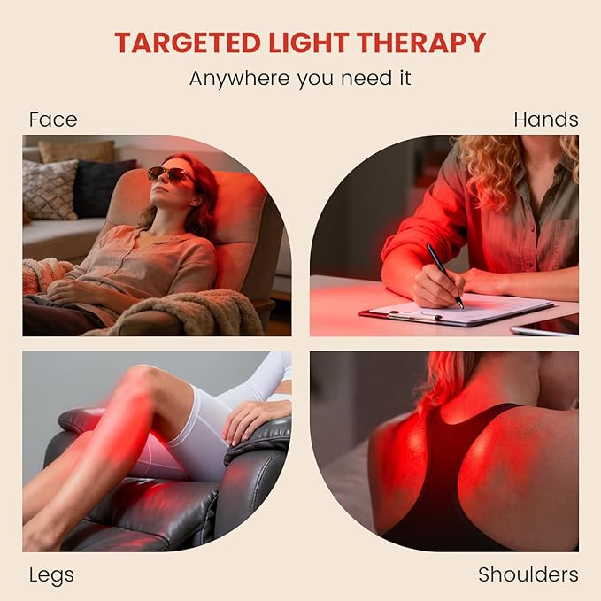 Red Light Therapy for Face and Body Use, 660nm Red and 850nm Near Infrared Red Light Therapy Lamp with Clip and Angle Adjustable, Small and Portable, Suitable for Home or Travel Use, White Aumtrly