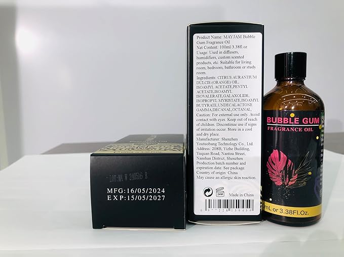 MAYJAM 100ML/3.38FL.OZ Bubble Gum Fragrance Oils with Glass Dropper, Essential Oils for Diffusers for Home, Long Lasting Scented Oils for Diffusers Soap Candle Making - Bloomnest