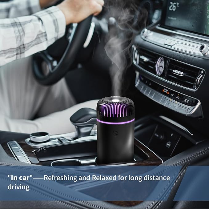Car Humidifier Aromatherapy Essential Oil Diffuser USB Mist Mini Portable for Home Office Bedroom, 100ML, Black - Bloomnest