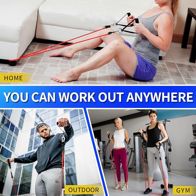 WHATAFIT Resistance Bands, Exercise Bands，Resistance Bands for Working Out with Handles for Men and Women Fitness, Strength Training Home Gym Equipment - Bloomnest