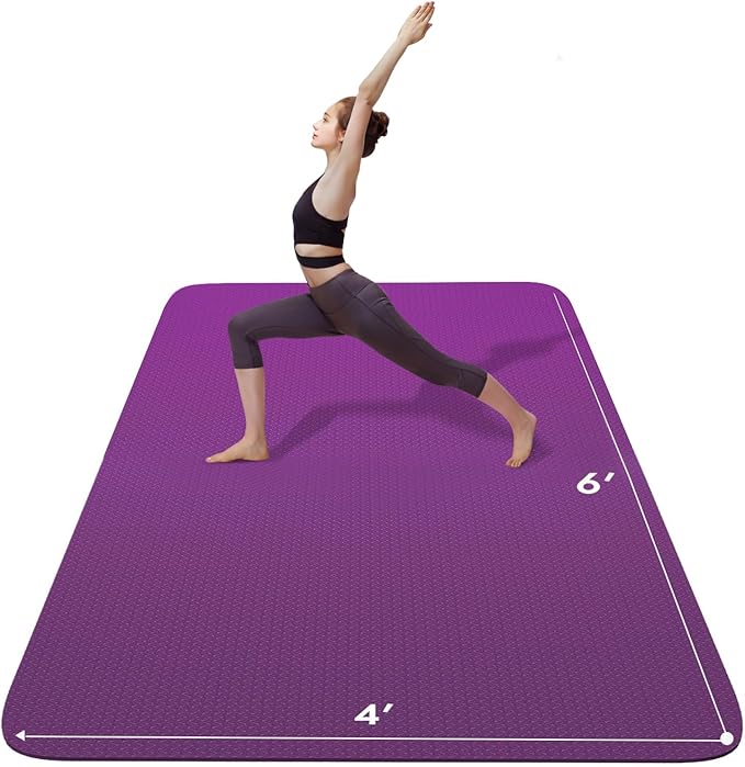 FrenzyBird Large Yoga Mat 6'x 4'（72”x 48”）—1/4" &1/3" Extra Wide Exercise Mat 183cm x 122cm Large Exercise Mat Big Home Yoga Mat Pilates Mat,Non Slip,Thick,TPE Workout Mat,for Women & Men, Yoga, Pilates, Gym and Floor Workouts Pilates - Bloomnest