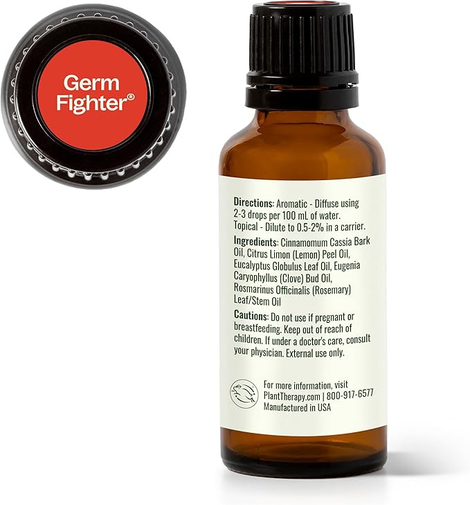 Plant Therapy Germ Fighter Essential Oil Blend 100% Pure, Undiluted, Natural Aromatherapy, Therapeutic Grade 30 mL (1 oz) - Bloomnest