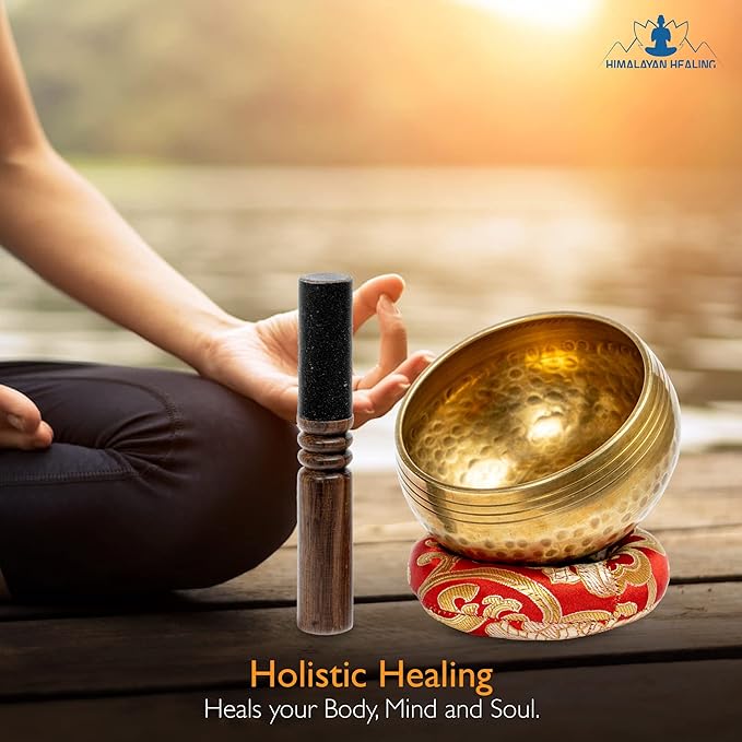 Tibetan Singing Bowls Set~ Meditation Sound Bowl hand Hammered in Nepal For Yoga, Meditation, Mindfulness, Healing & Chakra balancing~ (3.5 inch) - Bloomnest