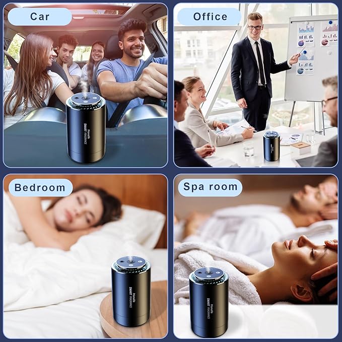 2025 Upgrade Smart Car Air Freshener, Rechargeable Car Air Freshener Diffuser with Starlight Projector & Atmosphere Light, Adjustable Car Freshener with Ultrasonic Tech & Auto On/Off, 50ml Perfume - Bloomnest