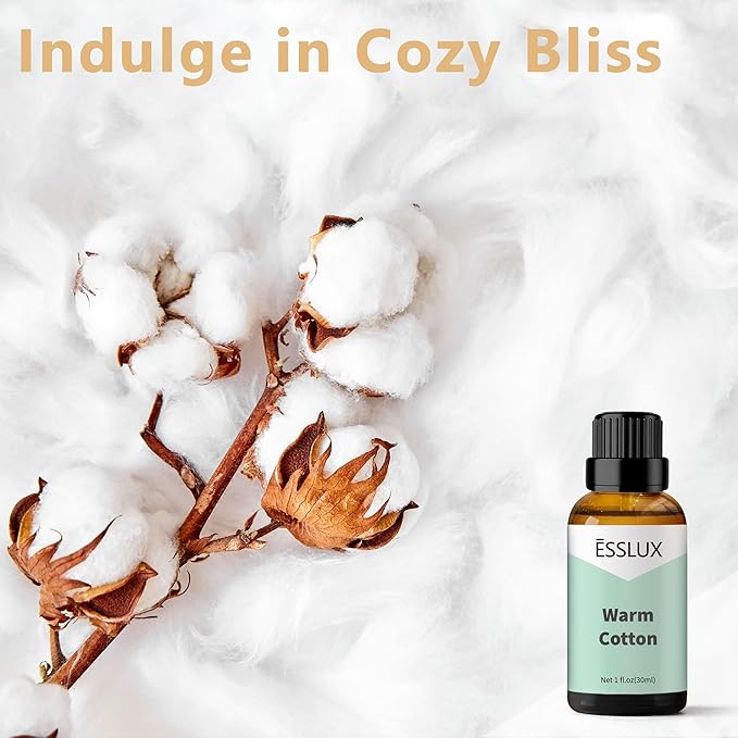 Warm Cotton Fragrance Oil - ESSLUX Aromatherapy Essential Clean Scented Oils for Diffuser, Massage, Soap, Candle Making Scents, Perfume, Home Fragrance, 30 ml - Bloomnest