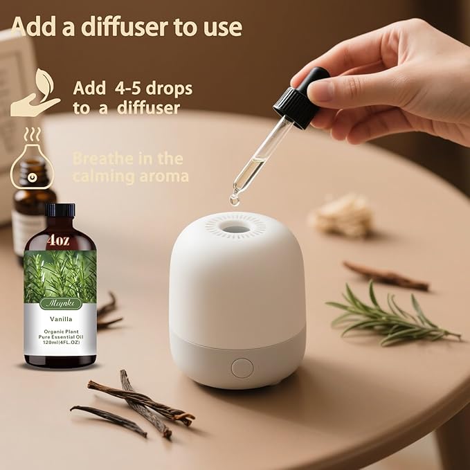 Vanilla Fragrance Oil-Vanilla Essential Oil 4.33oz (130ml)-100% Pure Natural Scent for Diffusers, Candles, Soap Making & Aromatherapy-Relaxing Home & Gift Essential Oil for Bath, Massage - Bloomnest