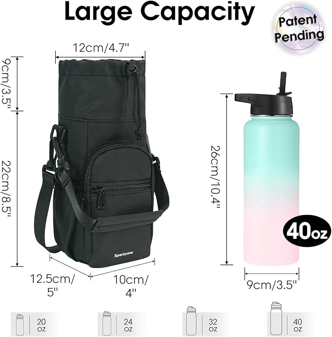 sportsnew Water Bottle Holder with Strap 32oz 40oz Insulated Water Bottle Carrier Sling Bag with Phone Pocket Crossbody sportsnew
