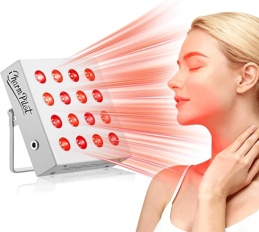 Red Light Therapy Panel for Body, 6 Wavelengths (630 nm, 660 nm, 810 nm, 830nm, 850 nm, 940 nm), 16LEDs, Near‑Infrared Light Therapy Device, Ease Discomfort and Revitalize Skin(White)